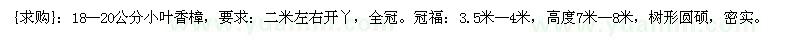 求購18--20公分小葉香樟