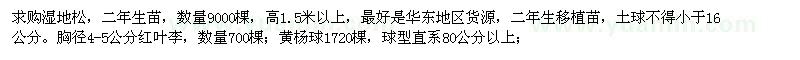 求購(gòu)濕地松,紅葉李,黃楊球,山杜英