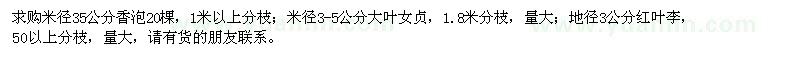 求購香泡、大葉女貞、紅葉李