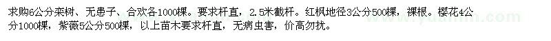 求購(gòu)6公分欒樹(shù),無(wú)患子,合歡,紅楓,櫻花,紫薇