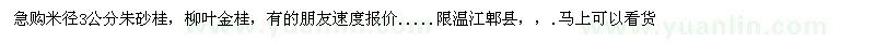 求購米徑3公分朱砂桂，柳葉金桂