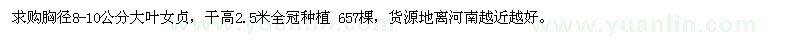 求購胸徑8-10公分大葉女貞