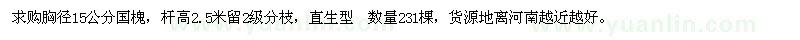 求購胸徑15公分國槐