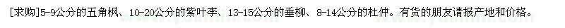 求購五角楓 紫葉李 垂柳 杜仲
