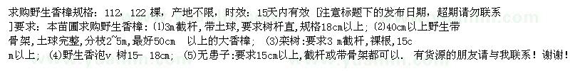求購野生香樟112 122棵