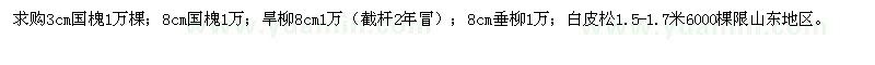 求購(gòu)國(guó)槐，旱柳，垂柳，白皮松