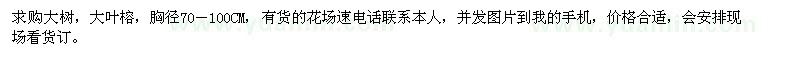 求購(gòu)徑70－100CM大葉榕