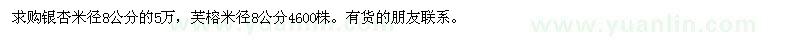 求購銀杏米徑8公分，芙榕米徑8公分 