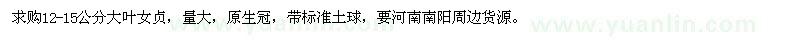 求購12-15公分大葉女貞