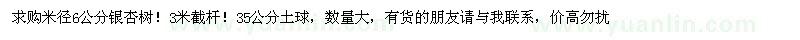 求購米徑6公公銀杏