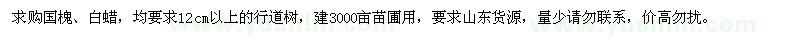 求購(gòu)國(guó)槐、白蠟