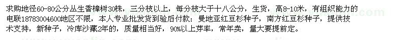 求購(gòu)地徑60-80公分叢生香樟樹(shù)30株