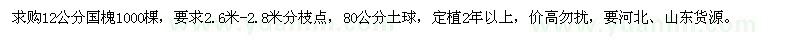 求購12公分國槐1000棵