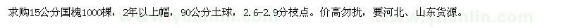 求購15公分國槐1000棵