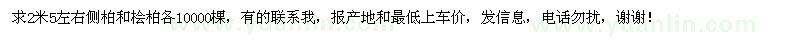 求購2米5左右側(cè)柏和檜柏各10000棵