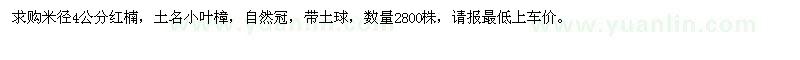 求購(gòu)米徑4公分紅楠，土名小葉樟 