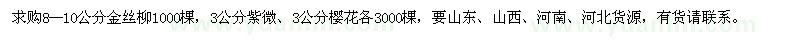 求購(gòu)金絲柳、紫薇、櫻花