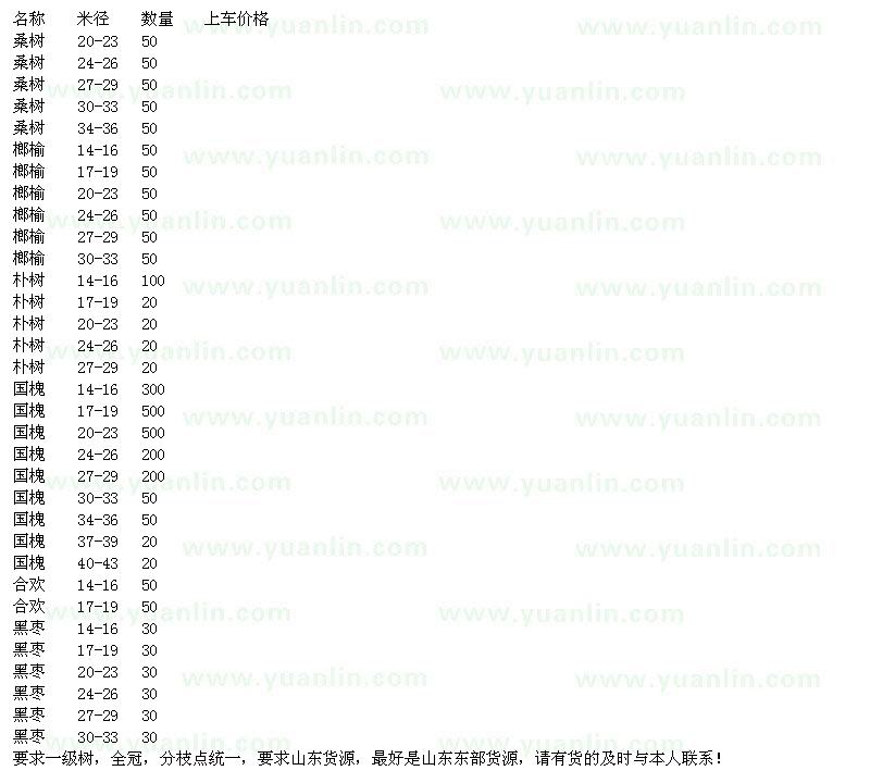 求購桑樹、榔榆、樸樹、國槐、合歡、黑棗