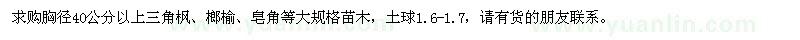 求購胸徑40公分以上三角楓、榔榆、皂角等