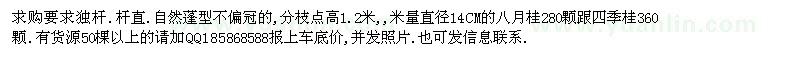 求購求購要求獨桿.桿直.自然蓬型不偏冠的,分枝點高1.2米,,米