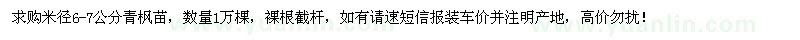 求購米徑6-7公分青楓苗1萬棵