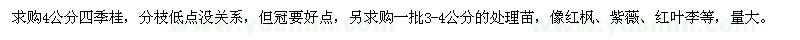 求購(gòu)四季桂,紅楓,紫薇,紅葉李等