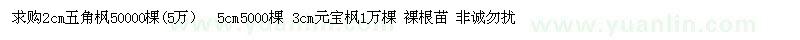 求購元寶楓 五角楓