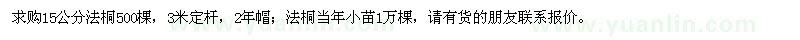 求購(gòu)15公分法桐，法桐當(dāng)年小苗