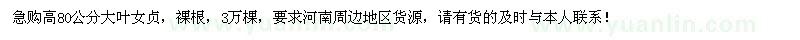 求購高80公分大葉女貞3萬棵