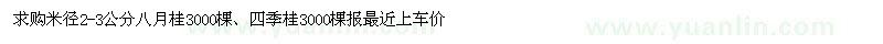 求購米徑2-3公分八月桂3000棵 四季桂3000棵