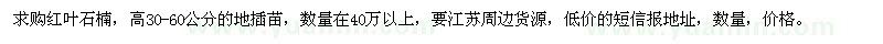 求購紅葉石楠地插苗