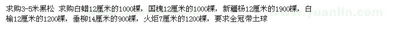 求購黑松、白蠟、國槐、新疆楊、白榆、垂柳、火炬 