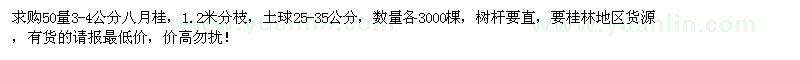 求購地徑3-4公分八月桂各3000棵