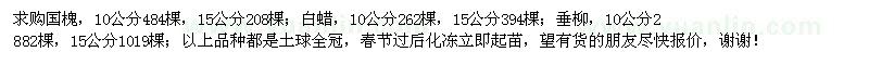 求購國槐、白蠟、垂柳