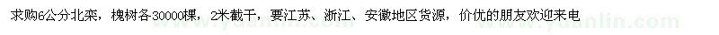 求購6公分北欒、槐樹各30000棵