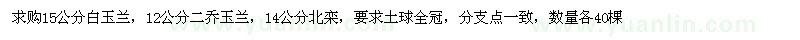 求購(gòu)白玉蘭、二喬玉蘭