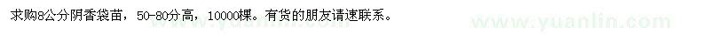 求購(gòu)8公分陰香袋苗