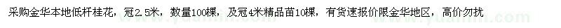 求購(gòu)金華本地低桿桂花、精品苗 