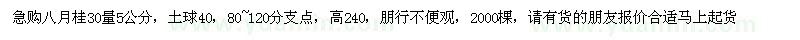 求購八月桂30量5公分2000棵 