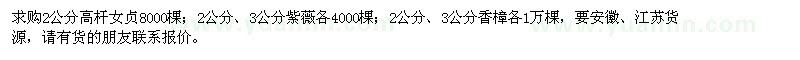 求購高桿女貞、紫薇、香樟