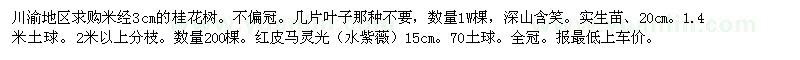 求購米經(jīng)3cm桂花樹