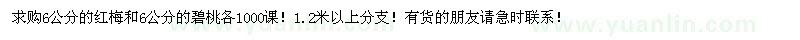 求購6公分的紅梅和6公分的碧桃各1000棵