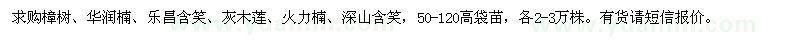 求購樟樹、華潤楠、樂昌含笑、深山含笑