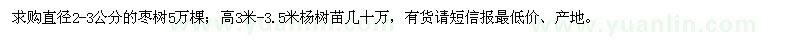求購棗樹、楊樹苗