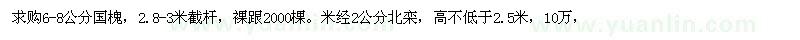 求購6-8公分國槐，米經(jīng)2公分北欒