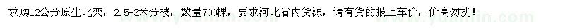 求購12公分原生北欒700棵