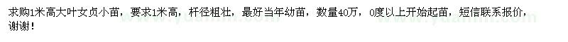 求購1米高大葉女貞
