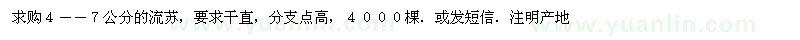 求購４－７公分的流蘇，干直，分支點高．限山東境內(nèi)．