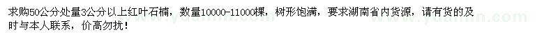 求購50公分處量3公分紅葉石楠1萬棵