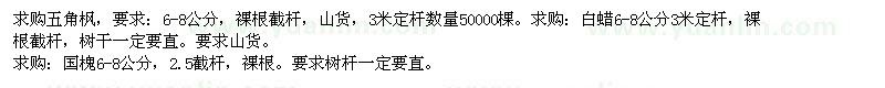 求購五角楓、白蠟、國槐